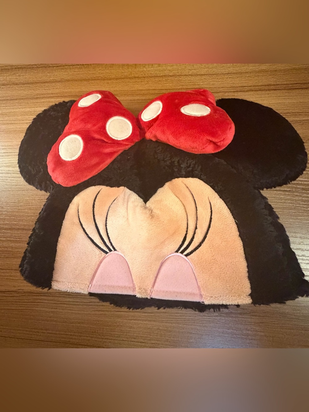 Disney Parks Minnie Mouse Plush Hat Fan Cap Adult Size Red Bow Disneyland WDW
